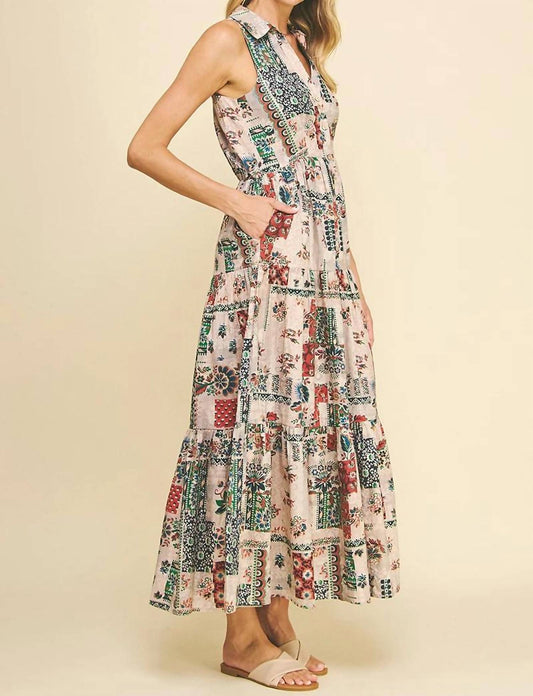 Pinch - Printed Tiered Maxi Shirt Dress