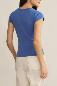 Z Supply Happy Hour Cheeky Tee in riviera - women's t-shirt - detail view