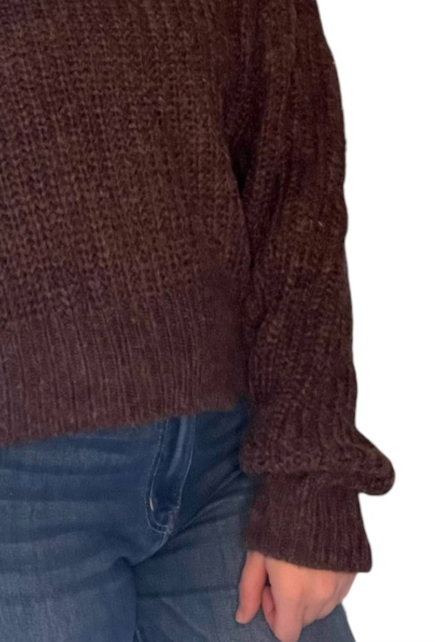 Miss Love - Solid Ribbed Knit Drop Shoulder Sweater