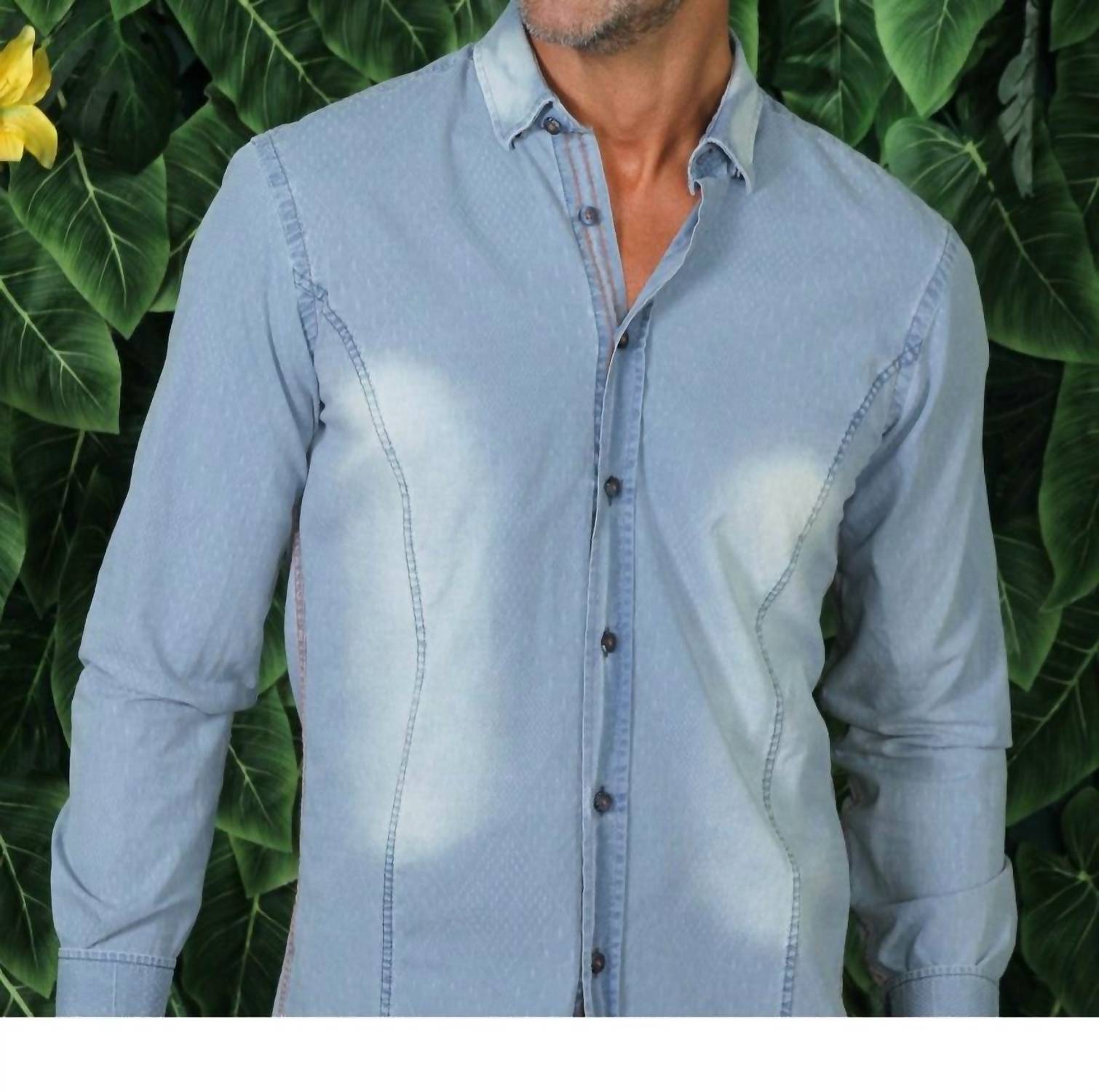 Eight X - Pattern Denim Jacquard Button Down Shirt