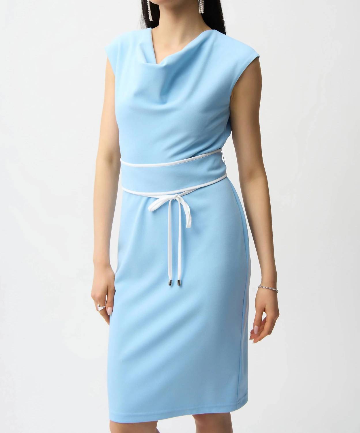 Joseph Ribkoff - Cowl Neck Belted Sheath Dress