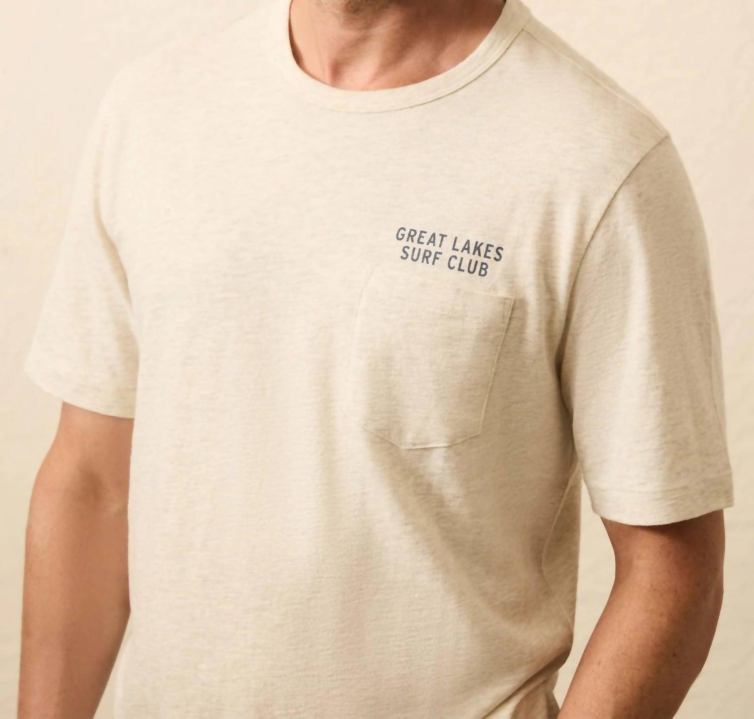 Faherty Sunwashed Graphic Tee Top in island dune heather - men's t-shirt - alternate view