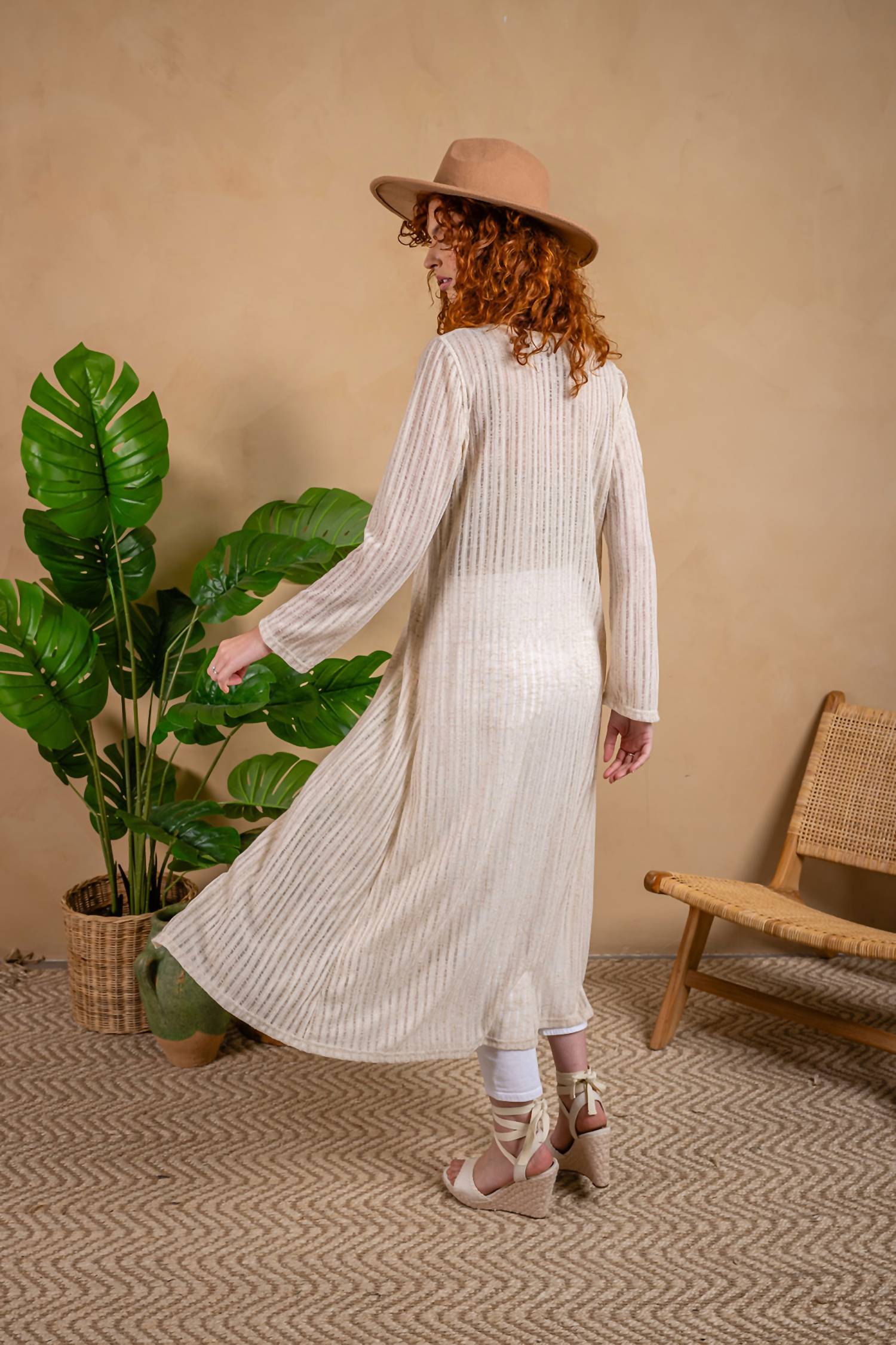 Paparazzi - Needle Out Knit Tie Front Maxi Duster