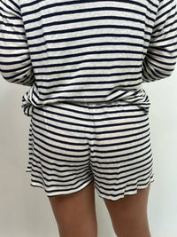 bobi Small Waistband Short in navy stripe - women's shorts - detail view