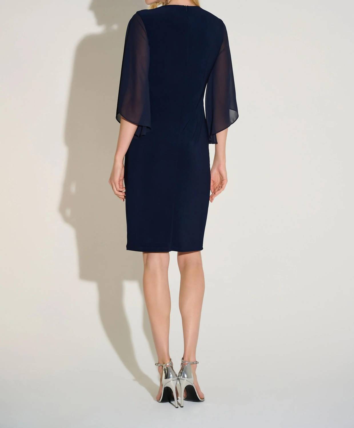 Joseph Ribkoff - Chiffon Split Sleeve Ruched Sheath Dress