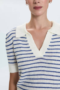 PISTOLA Billie Pleat Short Sleeve Top in navy blue and white striped - women's t-shirt - view 4