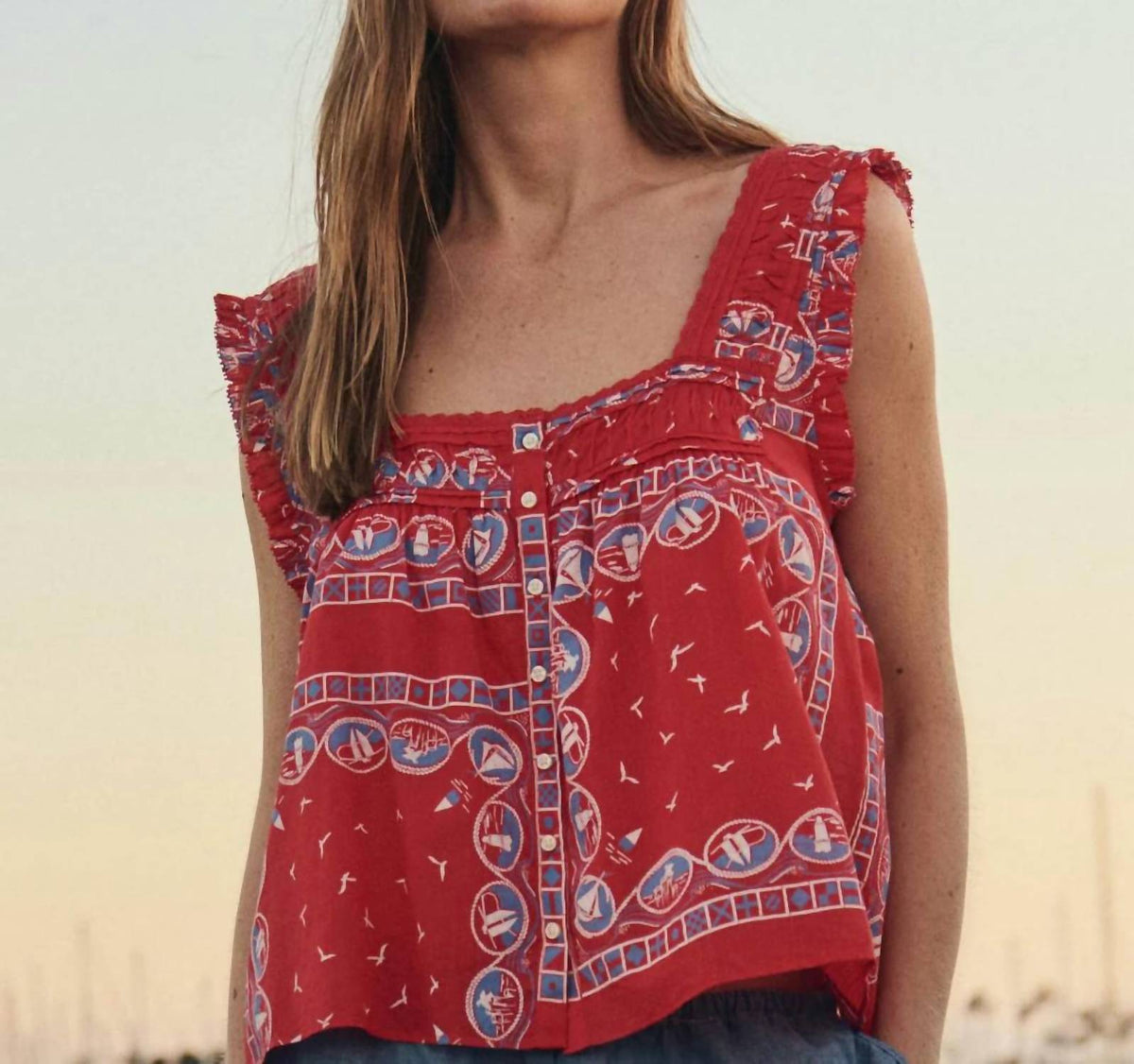 The Great. - Victorian Pleat Tank Top