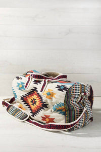 Urbanista - Women's Handmade Navajo Pattern Cotton Duffel Bag With Suede Straps
