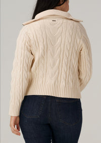 The Normal Brand Lola Everyday Quarter Zip Sweater in cream - women's sweater - detail view