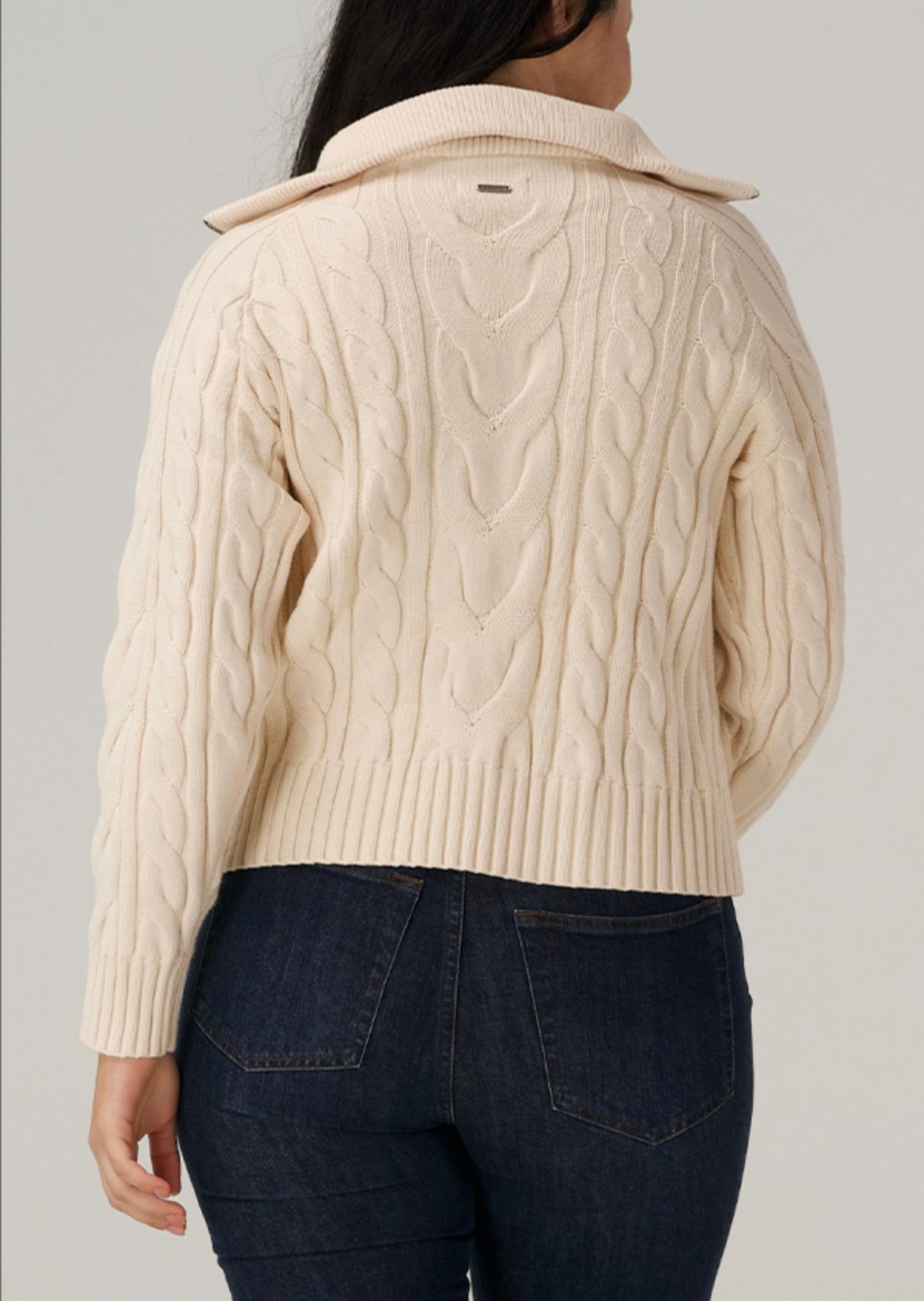 The Normal Brand Lola Everyday Quarter Zip Sweater in cream - women's sweater - detail view