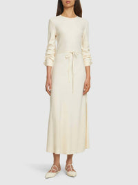 forte forte Stretch Cady Crepe Wrapover Dress in white - women's dress