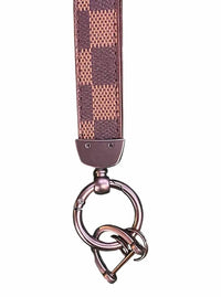 Ellison+Young - Women's Checkered Faux Leather Keychain With Pewter Hardware