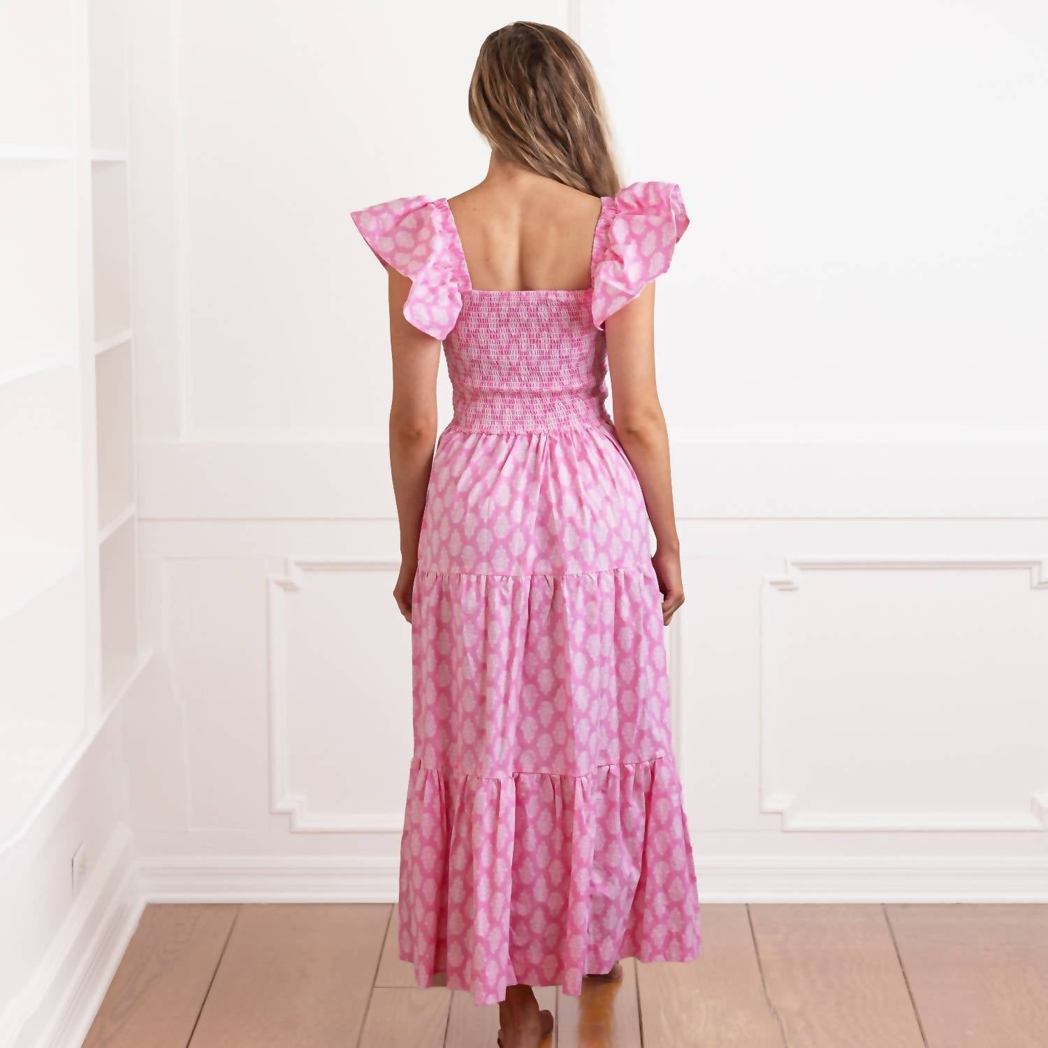 8 Oak Lane - Block Print Smocked House Dress