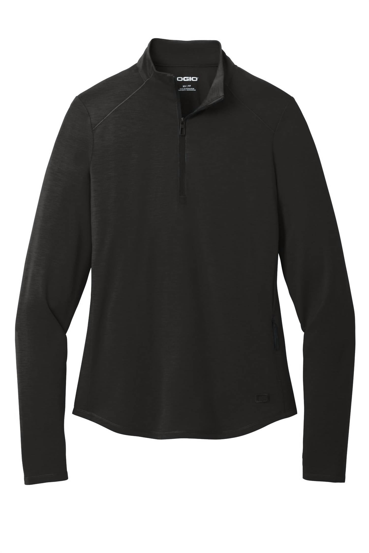OGIO Women's Motion Zip Top in blacktop - women's long sleeve top - alternate view