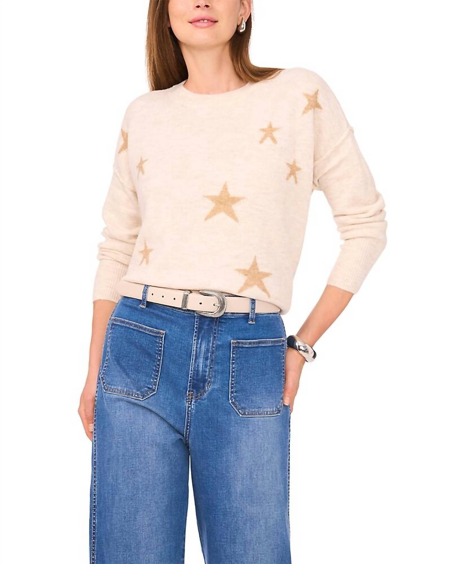 Vince Camuto - Star Pattern Crewneck Sweater
