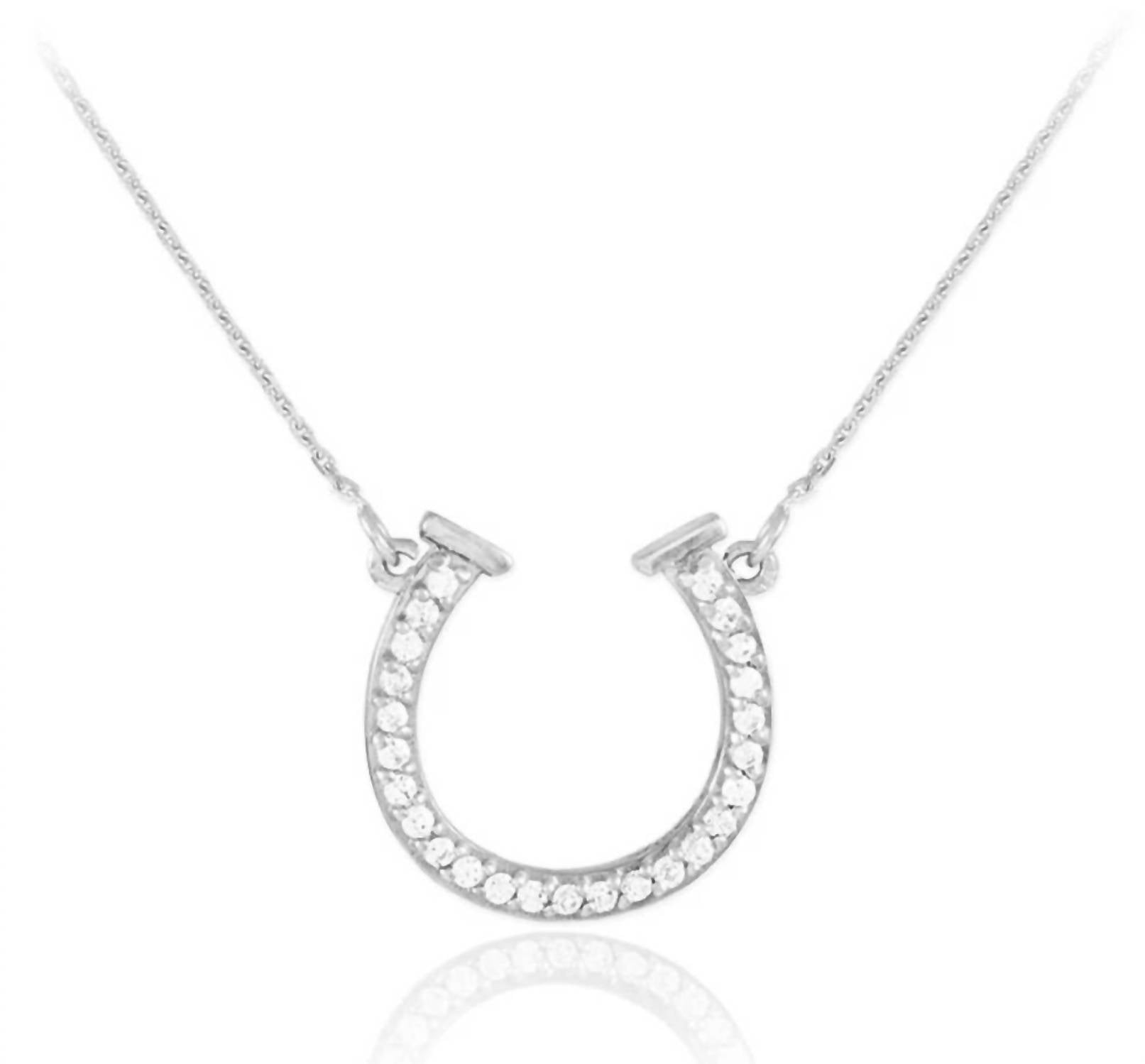 Westrian International Women's Sterling Silver Cubic Zirconia Horseshoe Pendant Necklace - women's jewelry