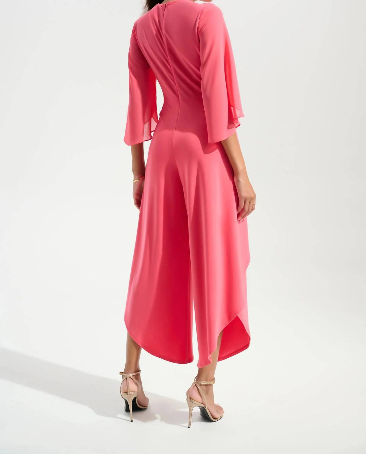 Joseph Ribkoff - Chiffon Sleeves Wrap Tulip Wide Leg Jumpsuit