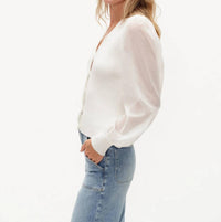 SIX/FIFTY Celeste Sheer Sleeve Top in white - women's blouse - alternate view