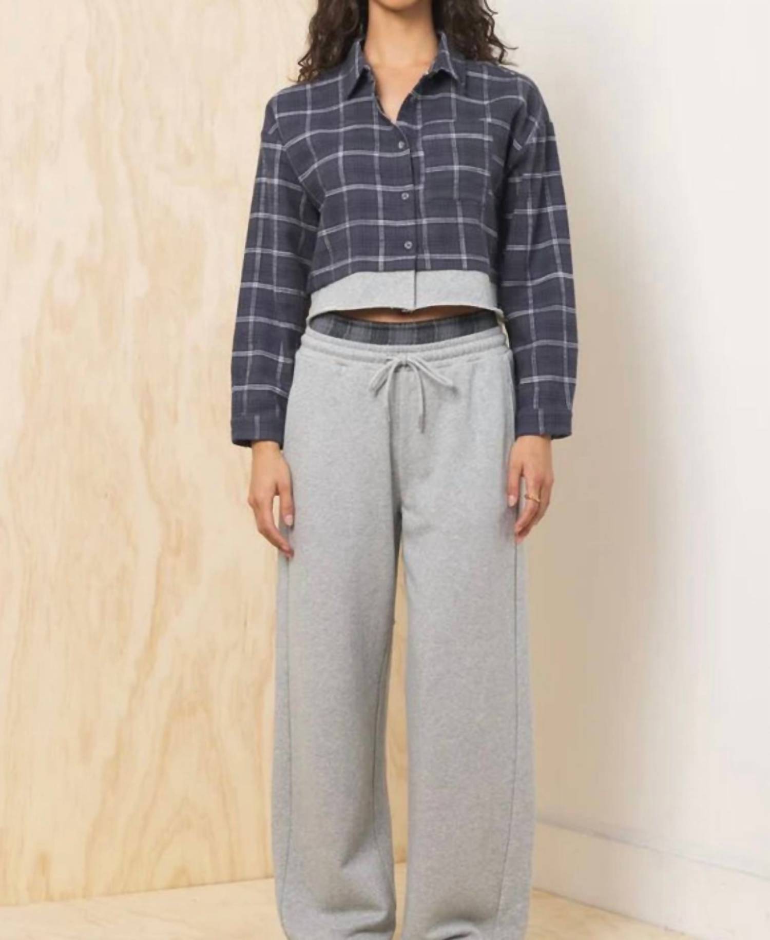 Vintage Havana - Flannel Shirt With French Terry Hem