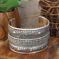 Zad - Women's Wide Embossed Floral Cuff Bracelet
