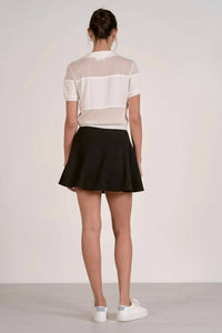 ELAN Caetana Short Sleeve Sheer Blocked Top in white - women's t-shirt - detail view