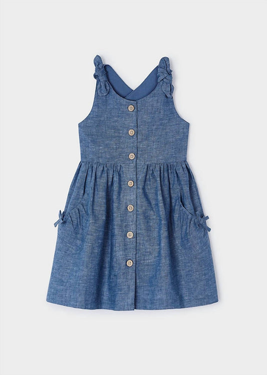 Mayoral - Girls' Knot Strap Buttoned Linen Dress