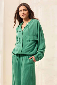 Tribal - Lightweight Linen Button-front Hooded Jacket