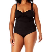 Anne Cole Underwire Surplice One Piece Swimsuit in black - women's swimwear