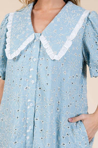 Geegee - Petal Pusher Eyelet Mini Dress