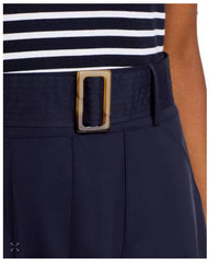 Veronica Beard Jordyn Mixed Media Dress in navy white - women's dress - detail view