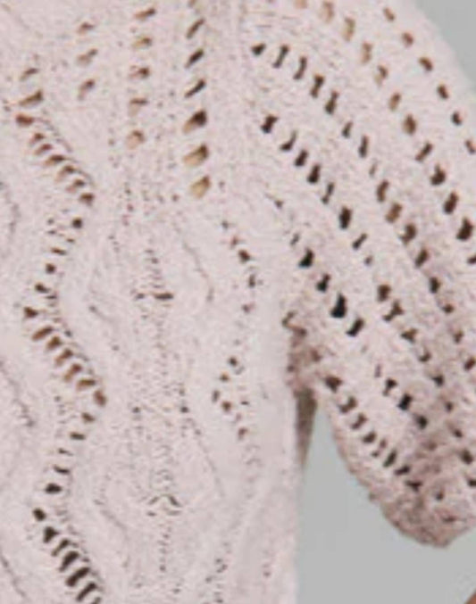 Autumn Cashmere - Elbow Mesh Sleeve Cable Crew Sweater