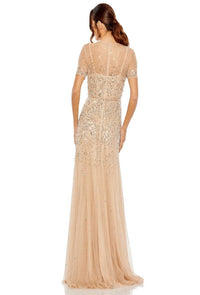Mac Duggal - High Neck Short Sleeve Sequin Embellished Dress