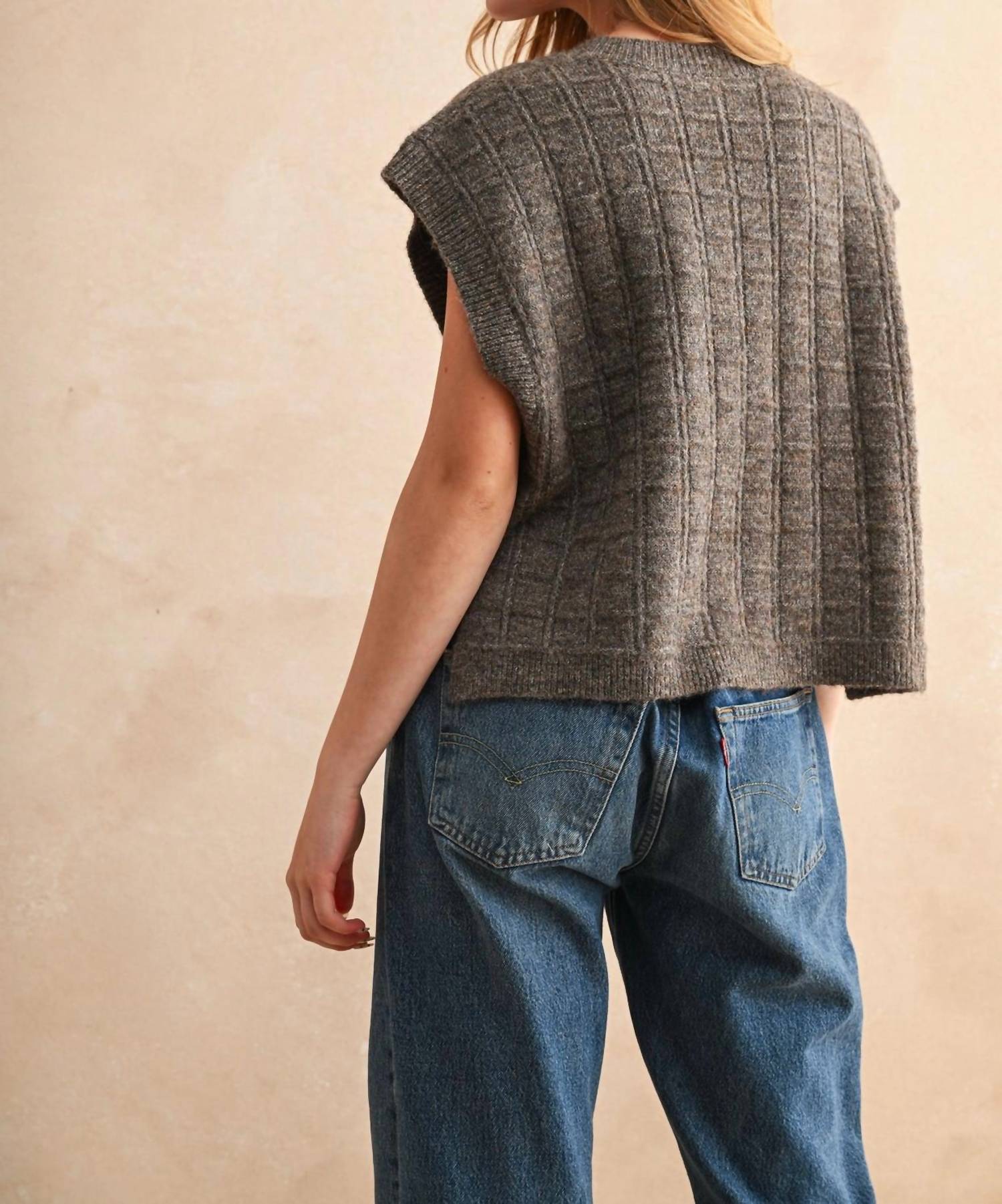 Miou Muse - Ariana Textured Woven Sweater Vest