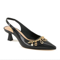 Andrea Women's Slip On Stilleto Heels in black patent leather - women's heels