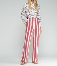 Vilagallo Striped Trousers With Buttons in rojo raya - women's pants