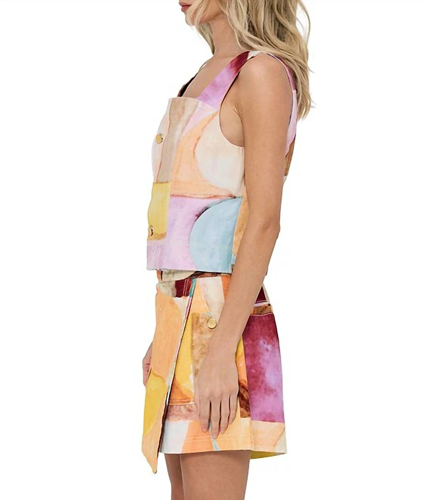 Ciebon - Yesika Abstract Print Scalloped Cotton Top