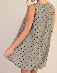 Glam - Round Neck Bubble Mini Dress