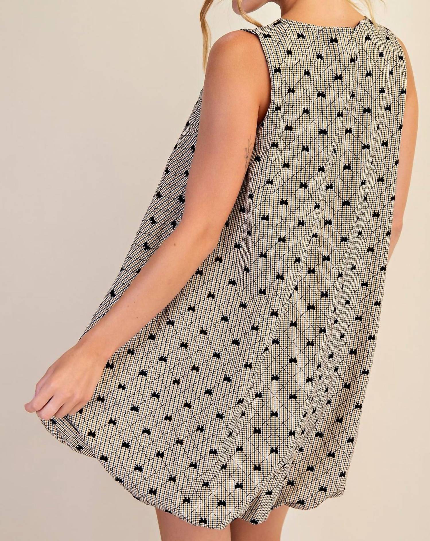 Glam - Round Neck Bubble Mini Dress