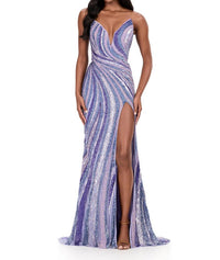 ASHLEYlauren Sweetheart Fitted Swirl Pattern Prom Dress in lilac - women's dress