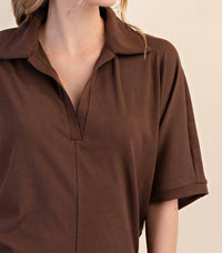 Glam - V-neckline Dropped Shoulder Knit Top