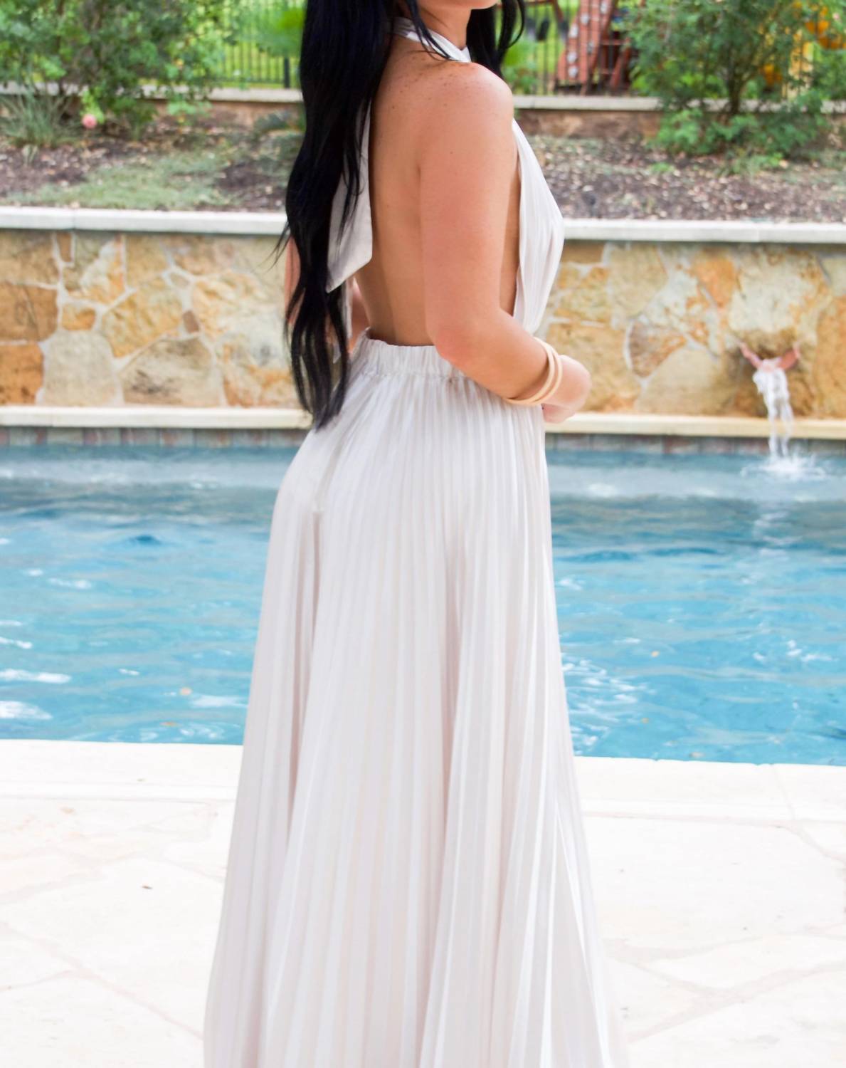Luxxel - Addicted To Love Pleated Halter Maxi Dress