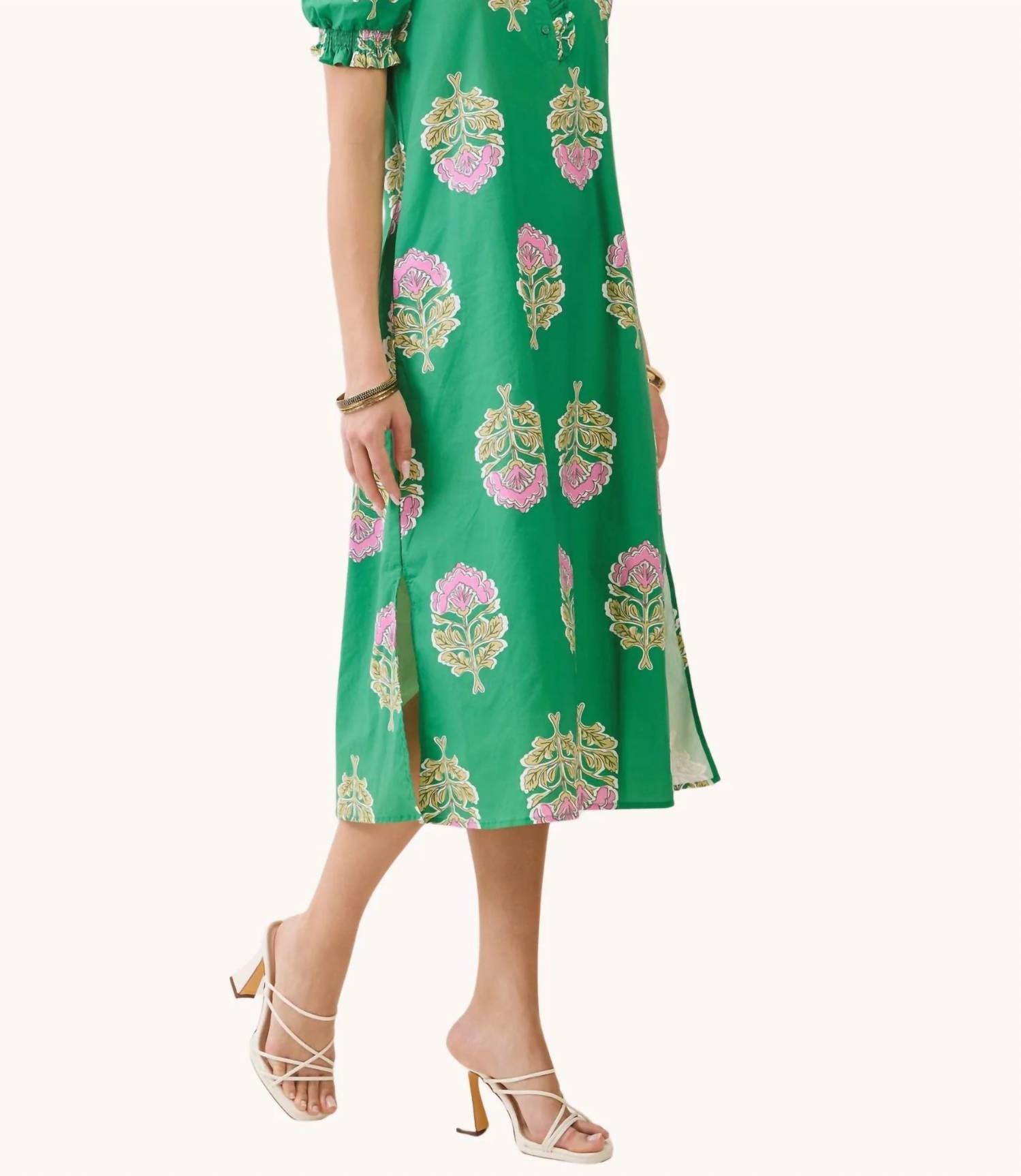 Tcec - Fields Block Print Smocked Midi Dress