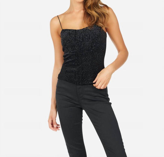 Fang Glitter Velour Crop Bustier Top