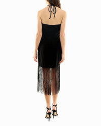 Nicole Miller - Sylvie Stretch Crepe Fringed Sheath Dress