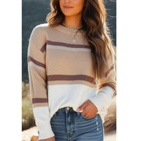Love Ellie - Metallic Stripe Crew Neck Sweater