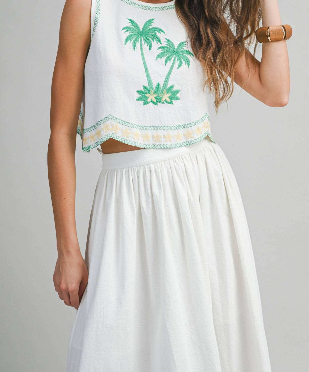 Le Cliche Palmette Embroidered Maxi Skirt in white - women's skirt - view 8