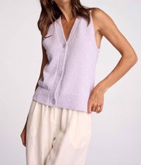 sundays Zya Cotton Knit Boucle Vest in petal - women's jacket
