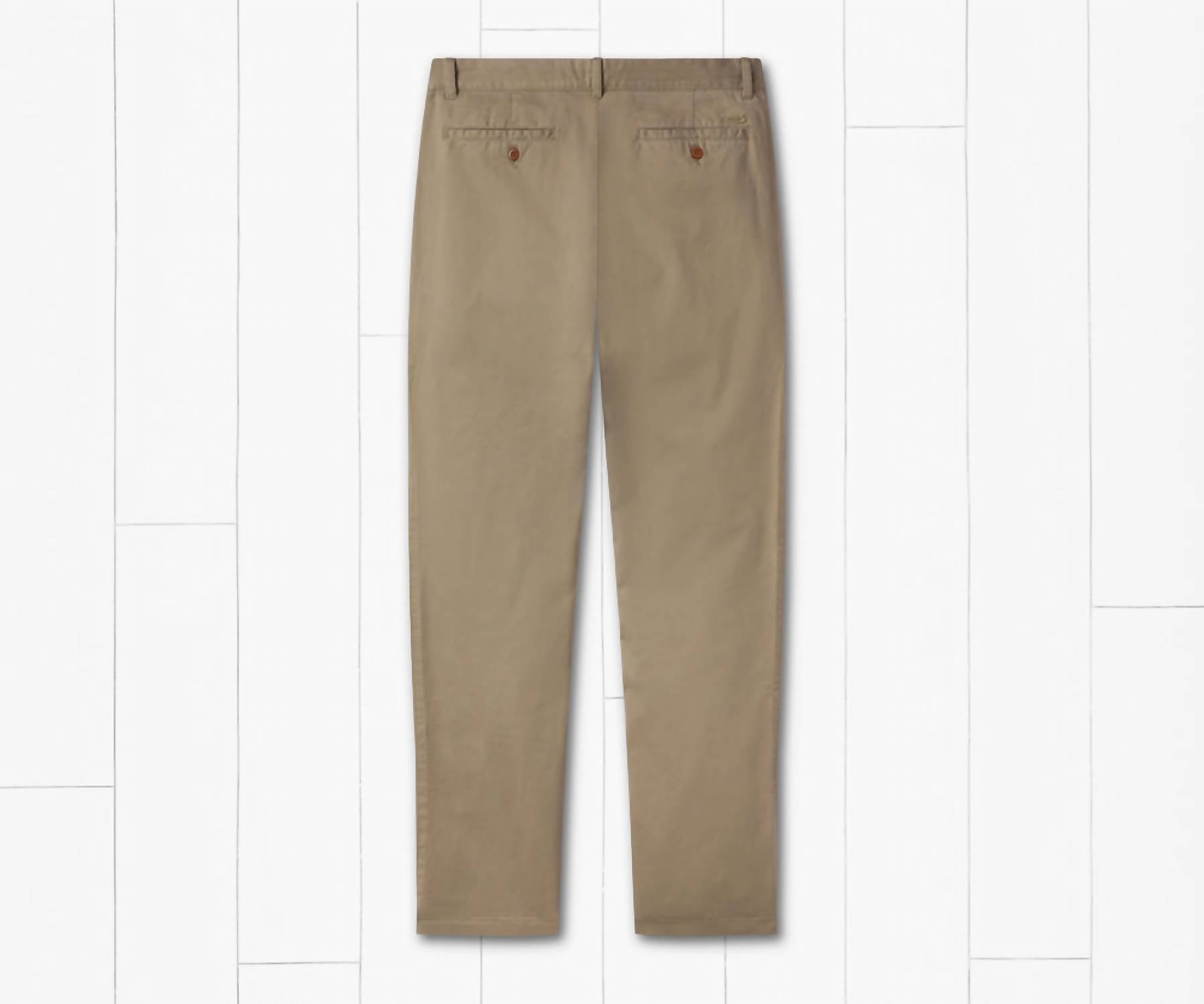 Southern Marsh Men's Regretta Stretch Cotton Chino Pants in burnt taupe - men's pants - detail view