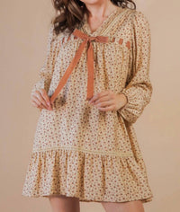 Very J - Floral Printed Front Bow Mini Dress