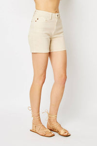 Judy Blue High Waist Garment Denim Short in dyed bone - women's shorts - view 4